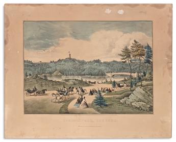 CURRIER & IVES. Central Park the Drive; and Central Park the Lake.